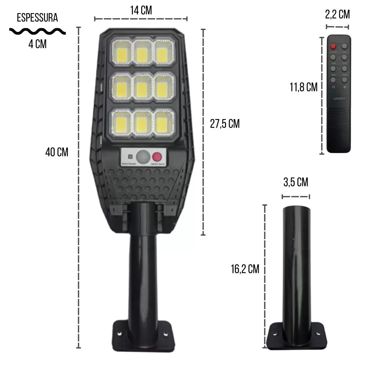 LÁMPARA SOLAR LED PARA EXTERIORES CON SENSOR MOVIMENTO